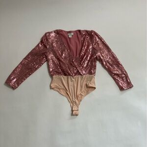 COLLECTIVE THE LABEL pink sequin bodysuit